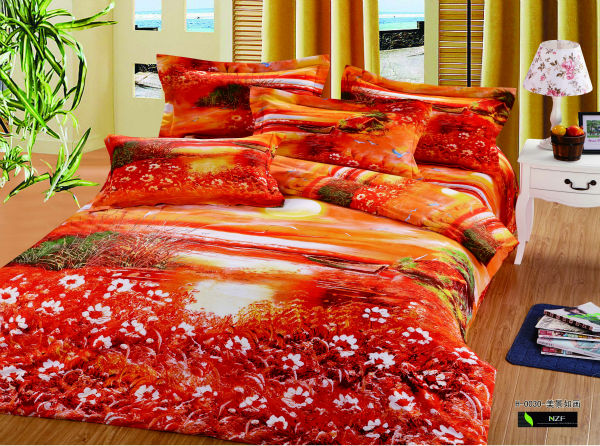 最新の細菌叢2014年設計反応印刷の寝具セット、 ヒマワリプリント掛けぶとんセット問屋・仕入れ・卸・卸売り