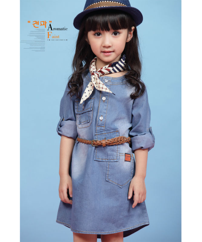 韓国語の新しいデザイン卸売在庫100女の子の綿の赤ん坊の子供のジーンズのドレス問屋・仕入れ・卸・卸売り