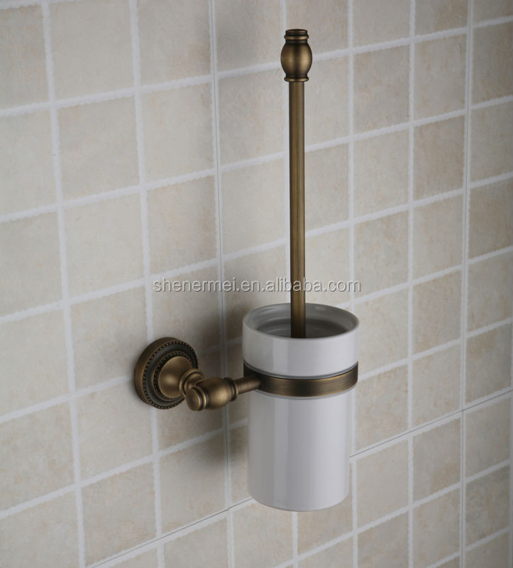 アンティーク2014年ファッションホワイトセラミックトイレブラシホルダーアンティーク銅浴室用アクセサリー仕入れ・メーカー・工場