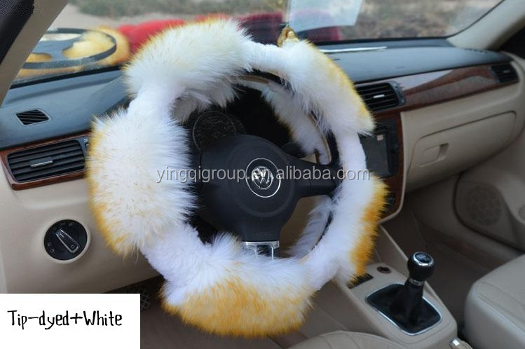 オーストラリアのシープスキン、 長い髪のヤギの毛皮の車のステアリングホイールカバー、 卸売プロのカスタマイズされた、 任意の色、 red+black、 as0401-2問屋・仕入れ・卸・卸売り