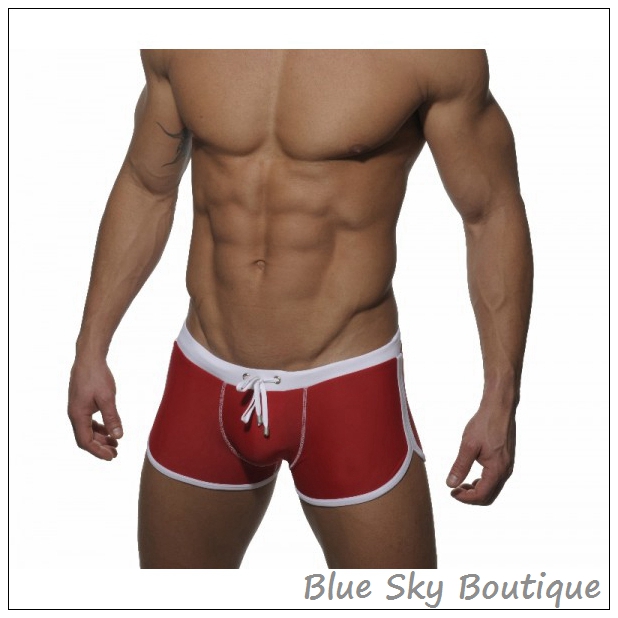 red swim trunks for men