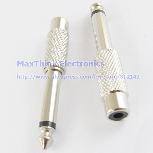Nickel 6.35mm Male Mono To RCA Female Audio Adapter Converter Connector4