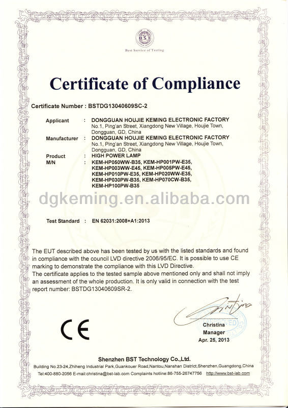 certificate CE