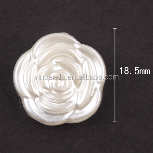 新しい18.5ミリメートルパールホワイトフラット分厚いアクリルパールビーズバブルガムバラの花のネックレスの宝石問屋・仕入れ・卸・卸売り