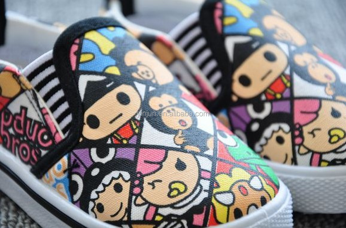 かわいい漫画のパターン設計子供のキャンバスカジュアルシューズ問屋・仕入れ・卸・卸売り