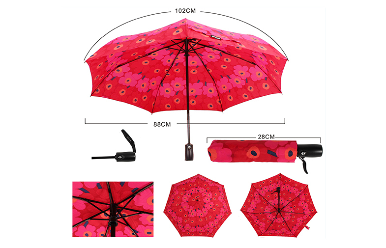 熱伝達の傘折りたたみ赤、 アーク42インチに印刷の自動オープン問屋・仕入れ・卸・卸売り
