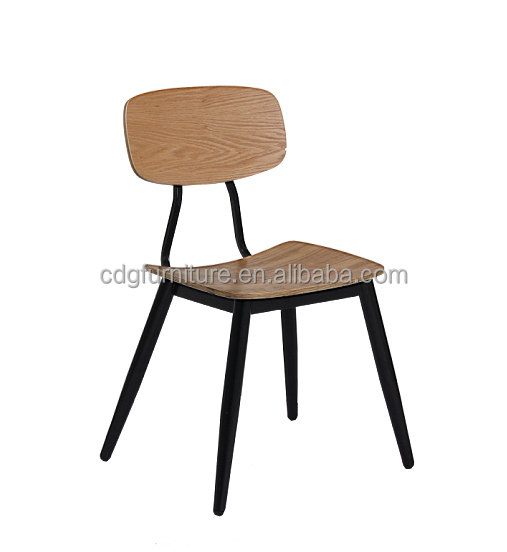 (658b- Ｈ４５- stw) 曲がった黒のモダンな木製学習椅子金属仕入れ・メーカー・工場