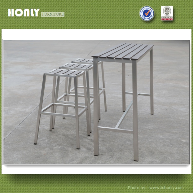 Modern plasti wood table top bar set furniture stainless steel home furniture bar set