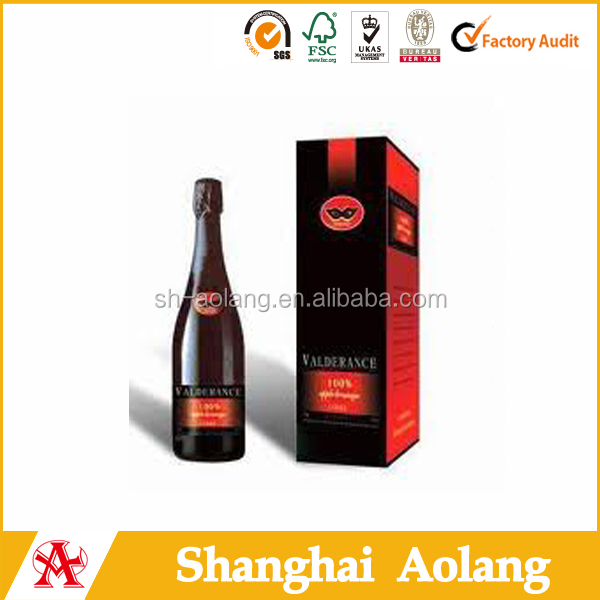 2014 new custom red wine paper box for two glass wine with handle