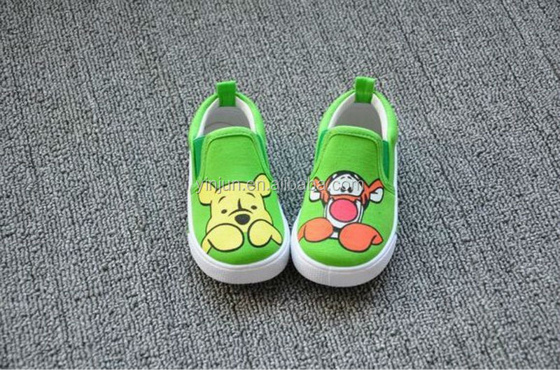 愛らしいクマの緑子供prewalkerカジュアルキャンバスシューズ問屋・仕入れ・卸・卸売り