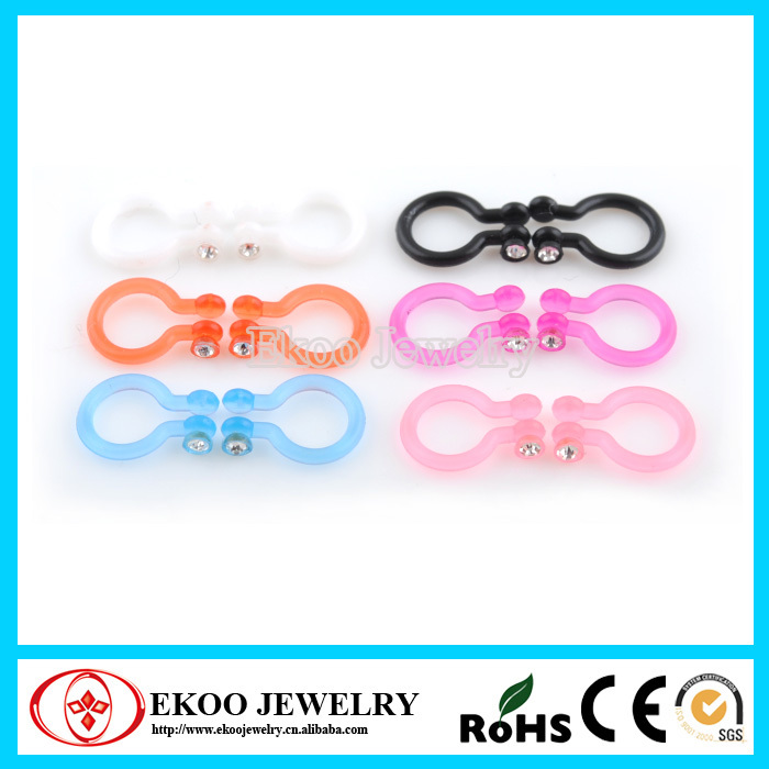 140424032T Acrylic Clip on Earring with Clear Gem Non Piercing Body Jewelry.jpg