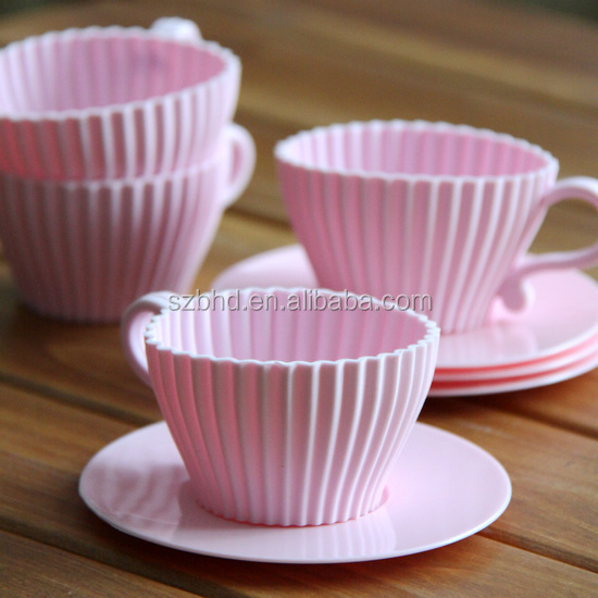 Wholesale 100% Food Grade Silicone Teacup Cupcake Mold for Cake Decorating