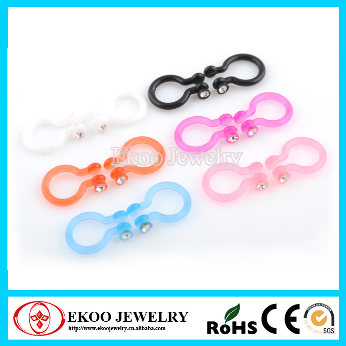 140424033T Acrylic Clip on Earring with Clear Gem Non Piercing Body Jewelry.jpg