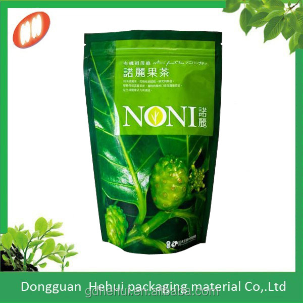 Stand up custom printing plastic tea bag with zipper