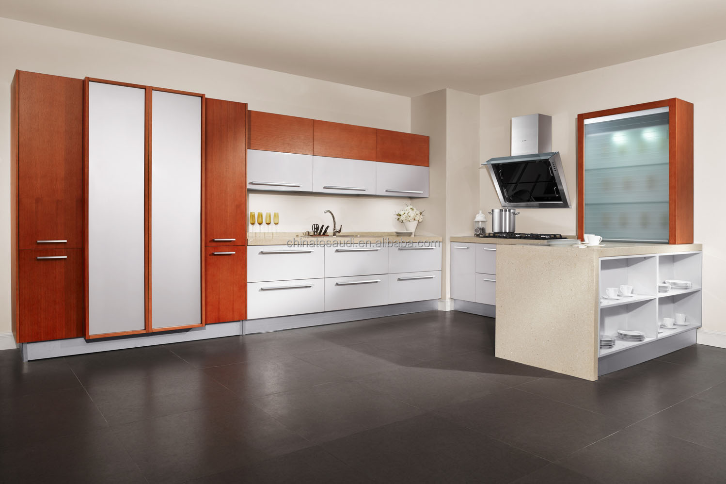 Moderne modulaire keukens reliëfdruk prijs, kichen kasten met hout ...