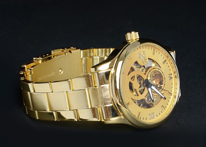 Mens gold band antiqued strip