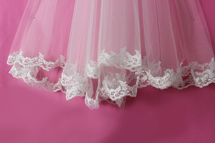 fashionalの2014年2層のレースのビーズのエッジの結婚式のベール問屋・仕入れ・卸・卸売り