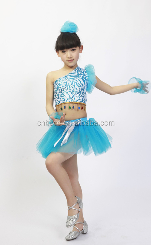 最新デザインの子供の女の子ラテンダンスのドレス女の子の片方の肩ヒョウラテンダンスのドレス問屋・仕入れ・卸・卸売り