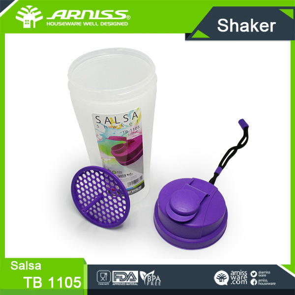 TB 1105 Arniss 500ml Salsa purple liquid shaker durable unbreakable gym plastic mixing bottle salt and pepper shakers