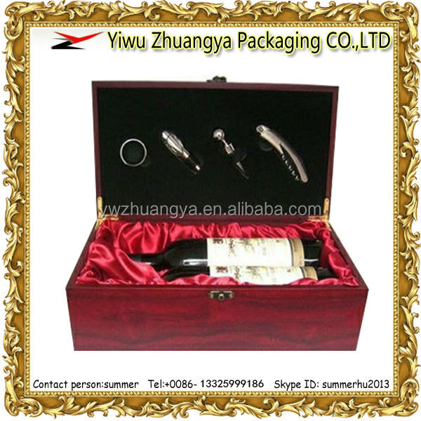 High Class Wooden Red Wine Glasses Box for 2 Bottles
