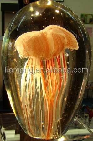 発光jellyfishes手吹きガラス、 暗闇で光るの文鎮、 暗闇で光るjellyfishesガラスの装飾問屋・仕入れ・卸・卸売り