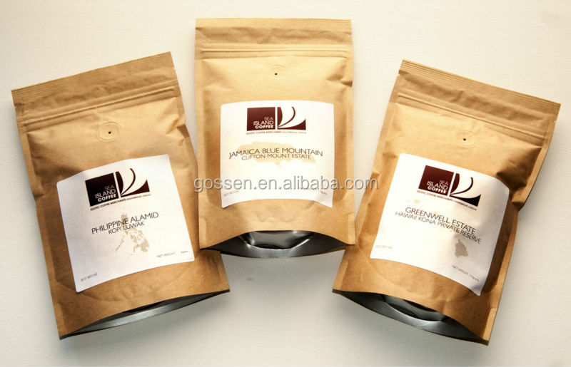 Laminated stand up kraft paper tea bag for tea packing