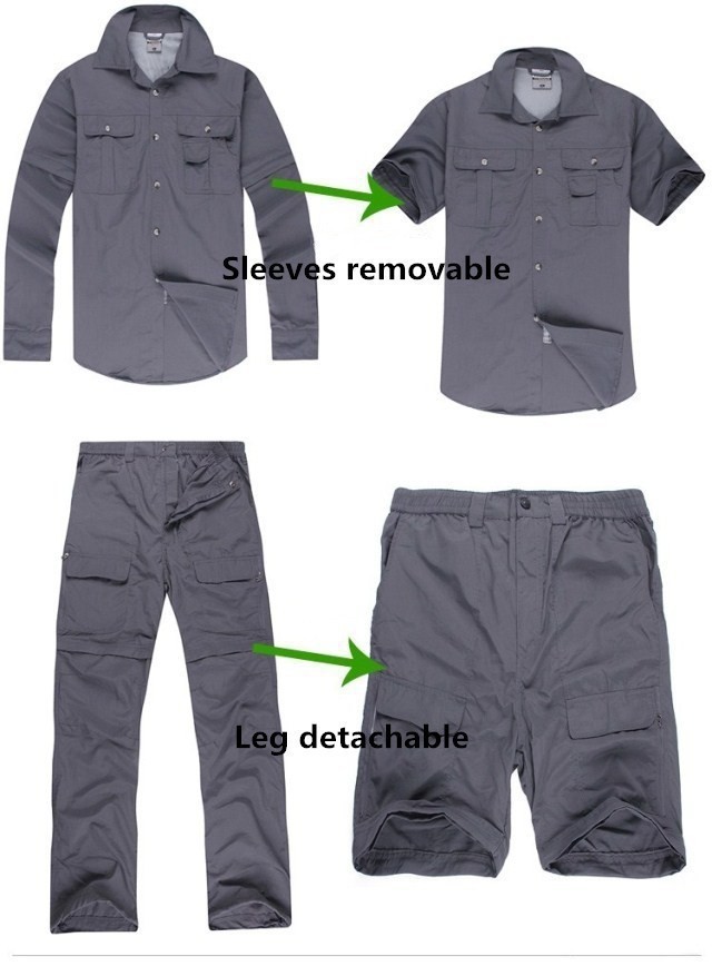 Description Picture 5 of itemQuick-dry shirt&pants suit new Spring&Summer wholesale&retail men hiking male fishing active UV detachable sleeve