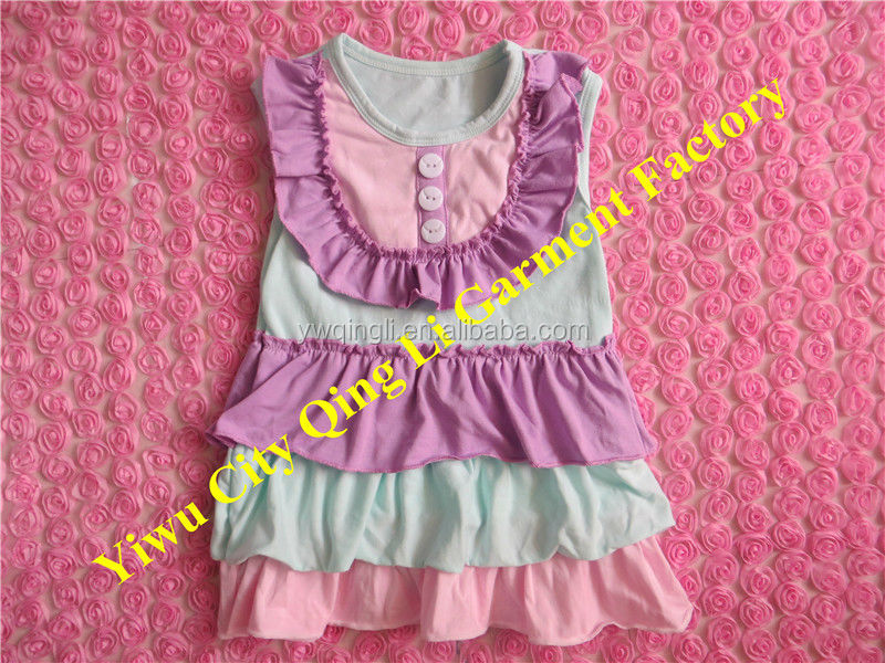 赤ちゃんの夏は身に着けている美しい2014年若い女の子ピンクのレースのフリル付き袖なしシャツ首の周りに甘い子供の綿の服仕入れ・メーカー・工場