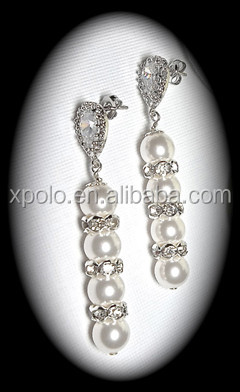 卸売水晶真珠のイヤリング/熱い販売の真珠ドロップピアス問屋・仕入れ・卸・卸売り