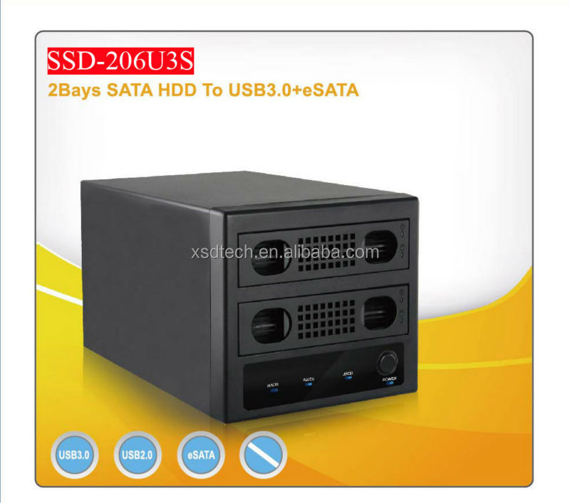 Enlcosure2ベイhdd冷却ファンを搭載したハードディスクケースssd- 206u3s2*3.5''ケースhddsata問屋・仕入れ・卸・卸売り