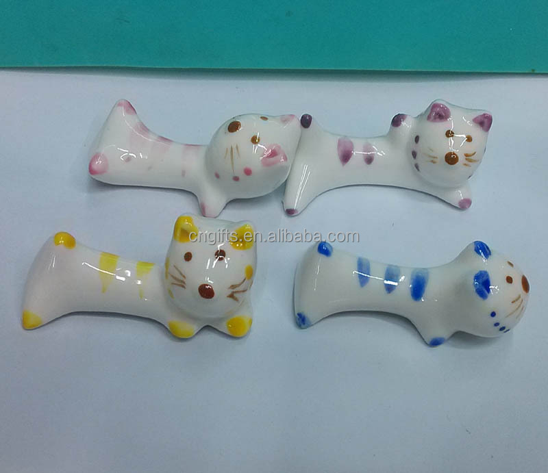 創造的な美しい高品質セラミックス猫の形の箸ホルダー残り箸ラック仕入れ・メーカー・工場
