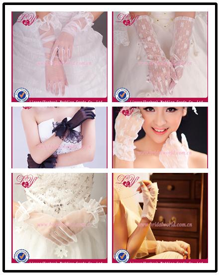 白の結婚式の花嫁のサテンの手の手袋問屋・仕入れ・卸・卸売り