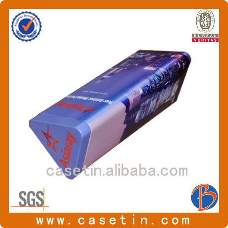 Triangle printed chocolate bars tin cans