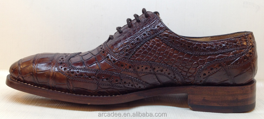 グッドイヤーの高級品質100％手作りの天然ワニ革の男性の靴をイタリアのレザーソール問屋・仕入れ・卸・卸売り