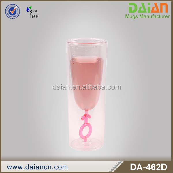 bpa free plastic customized double wall champagne glass cup