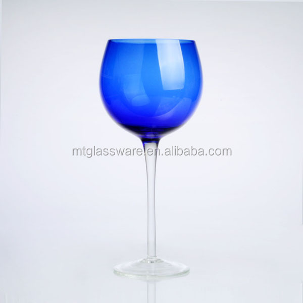 Hot selling color change red wine glass with clear stem,bubble wine glass,packaging boxes
