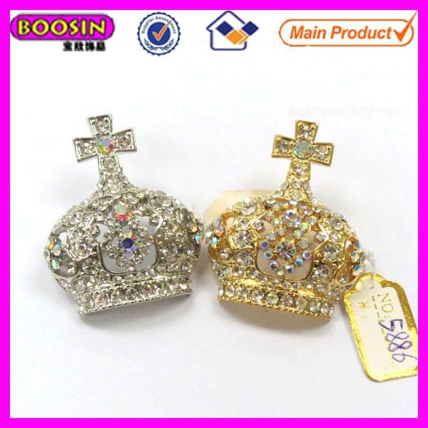 小さな20*20mmの金属合金の高品質#51008ピンクラインストーンの王冠のブローチ問屋・仕入れ・卸・卸売り