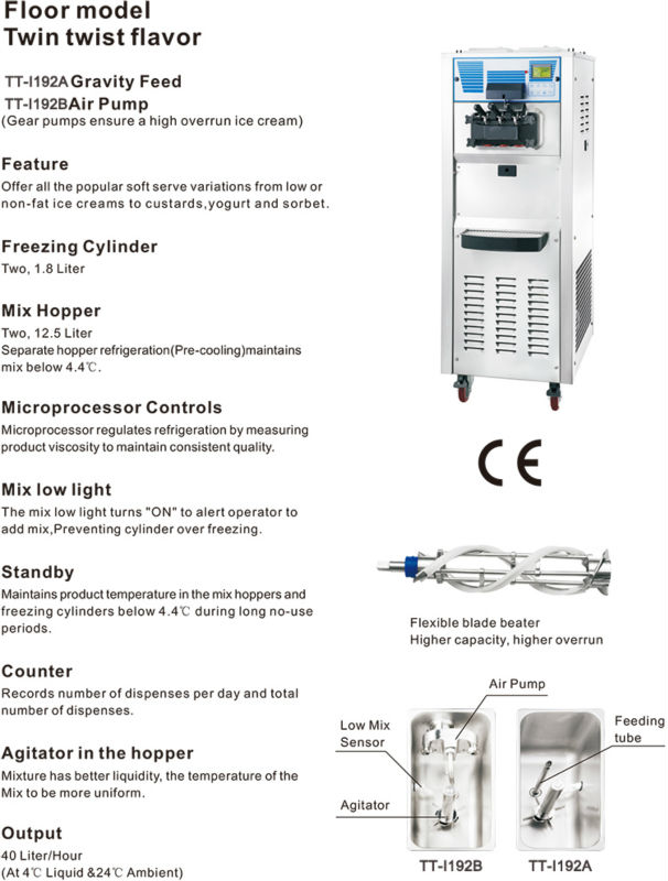 2014 New Style Commercial Soft Ice Cream Machine with Air Pump and CE Approval