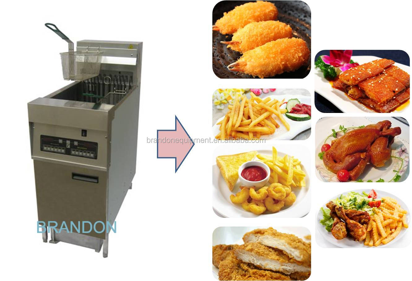 Brandon electrical fryer with oil filter can fry up 36 kg of french fries per hour
