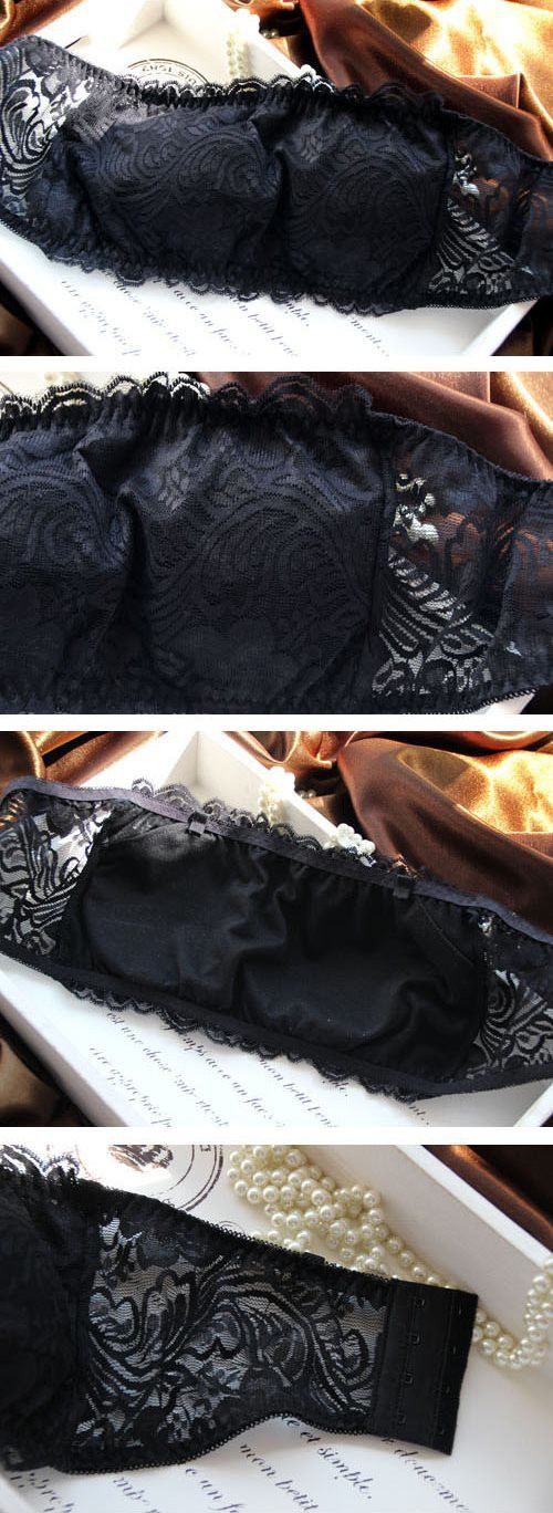 lace bustier crop top built in bra padded bustier bra with sexy panties bustier crop set black 06