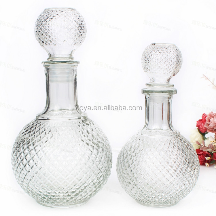 Unique shape glass wine bottles with glass ball lid for wine,tequila