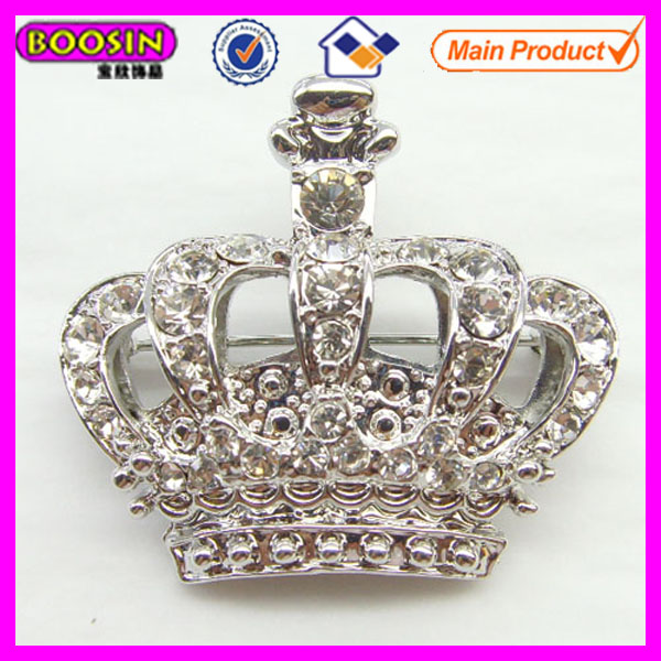 小さな20*20mmの金属合金の高品質#51008ピンクラインストーンの王冠のブローチ問屋・仕入れ・卸・卸売り