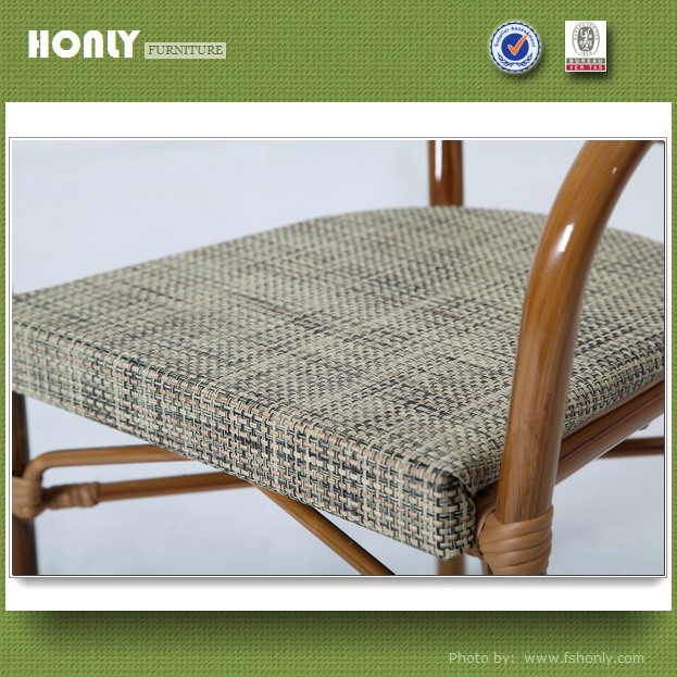 Aluminum wood oil surface antique sling chairs restaurant chairs stackable