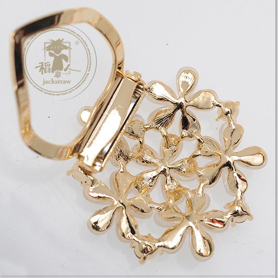 2014 Exclusive design china wholesale rhinestone opal flower bulk alloy scarf buckle and brooch dual