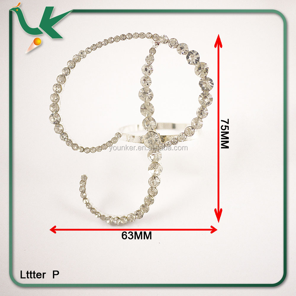バルク卸売2014年文字のラインストーン結晶ダイヤモンドナプキンリング結婚式の装飾のための問屋・仕入れ・卸・卸売り