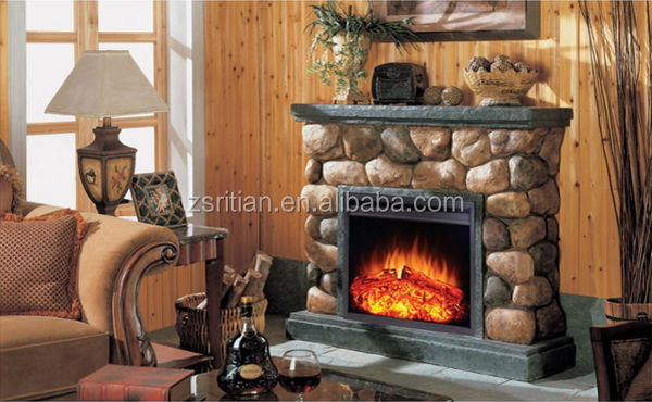 現実的な電気暖炉の石の暖炉のマントルピース、 偽の暖炉問屋・仕入れ・卸・卸売り