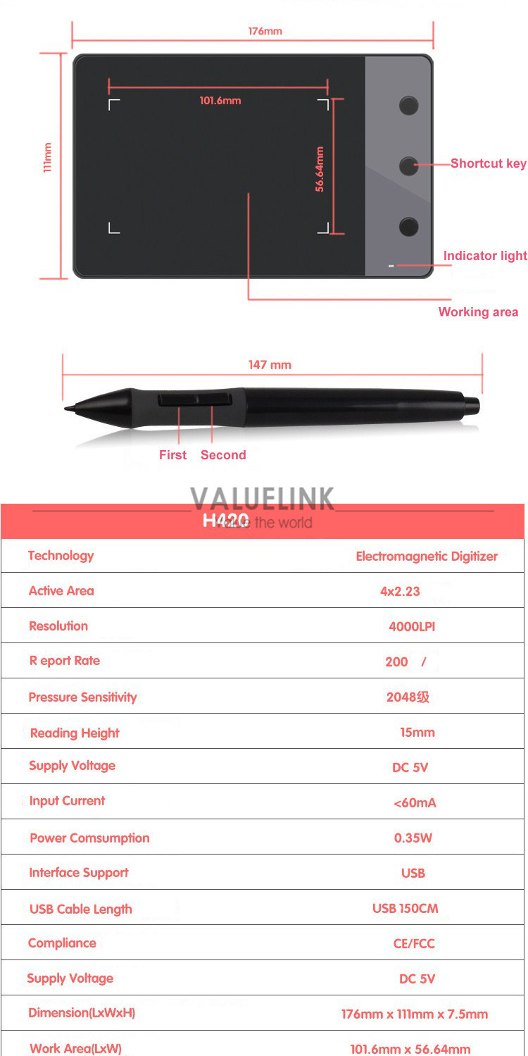 Купить H420 искусства графики usb рисования графический планшет ...