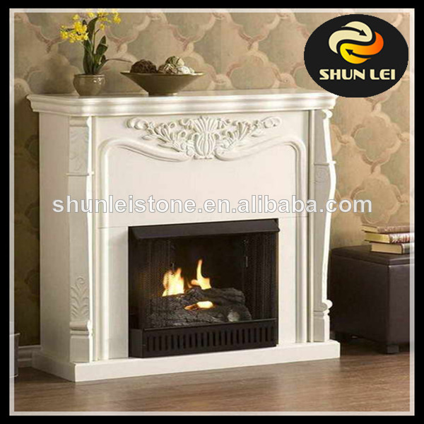 Wood Burning Cast Iron Fireplaces With Artificial Stone Mantel