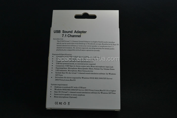 Usbサウンドカードusbサウンドアダプタリンゴ用7.1チャンネル問屋・仕入れ・卸・卸売り