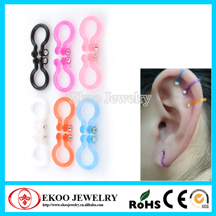 140424032 T Acrylic Clip on Earring with Clear Gem Non Piercing Body Jewelry.jpg